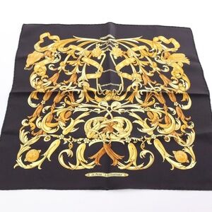 Hermès Le Mors "A La Conétable" Silk Scarf black 45cm EUC